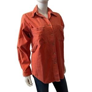 Vintage 90s At Last Utility Corduroy Salmon Button-Down Over Shirt, S